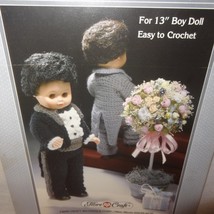 14.Groom Tuxedo Outfit Crochet Pattern 13&quot; Doll Fibre Craft 1988 FCM154 ... - $14.84