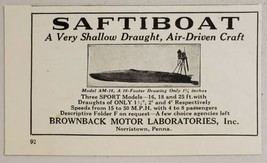 1927 Print Ad Saftiboat Shallow Air-Driven Boat Brownback Motor Norristown,PA - £7.80 GBP