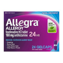 Allegra 24hr Non-Drowsy ALLERGY Relief 24 gelcaps Exp 07/2025+ - $241.19 MXN
