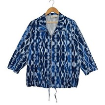Chicos Zenergy Jacket Womens 3 XL 16 Blue Ikat Zip Up Lightweight Casual... - $29.69