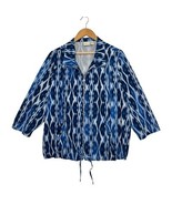 Chicos Zenergy Jacket Womens 3 XL 16 Blue Ikat Zip Up Lightweight Casual... - $546.51 MXN
