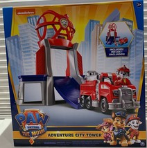 Paw Patrol The Movie Adventure City Tower Playset w/ Marshall Fire Truck Toy - £39.14 GBP
