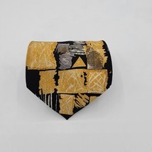 villa bugatti mens multicolor geometric 100% silk necktie, Black Gold 57 By 4In - £7.50 GBP