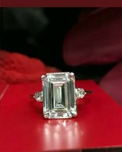 14Carat White Gold FN 3Ct Emerald Cut Diamond Solitaire Engagement Wedding Ring - £72.39 GBP