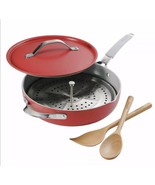 NEW TRAMONTINA 5-QUART All In One 5 Piece Saute Pan Set Steam Ceramic Co... - $69.29