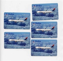 5 Delta Airlines 5 Minutes Courtesy Calling Cards expired - $17.82