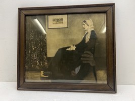 Antique Whistler&#39;s Mother FRAMED PRINT Original Wavy Glass vintage wall art old - £39.04 GBP