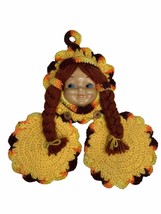 Boho Crocheted Plastic Doll Face Pot Holders Creepy Kitschy Granny Core Vintage - £9.02 GBP