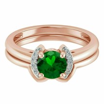 1.10 ct runder Smaragd &amp; Diamant 10 Karat Rosévergoldet... - £120.59 GBP