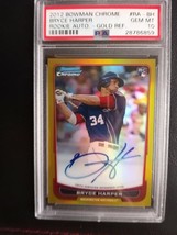 Authenticity Guarantee 
 Bryce Harper PSA 10  2012 Bowman Chrome Gold Refract... - $18,950.00