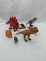 Lot Of (7) Dinosaur Toys Trex Stegasaurs Triceratops - £42.62 GBP