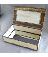 Amber Caramel Vanilla Slag Stained Glass Trinket Box w/ Mirrored Interior - $33.47 CAD