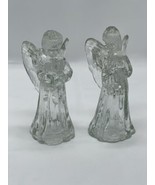 Angels Candlestick Holders Christmas 6-Inch-Tall Candle Holiday Clear Glass - $17.91