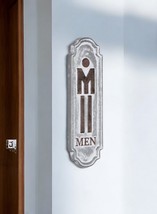 12&quot; X 4&quot; Gray and Brown Handcrafted Mens Room Metal Wall Decor - $2,428.29 MXN