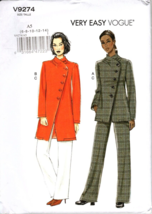 Vogue V9274 Misses 6 to 14 Long Jacket and Pants UNCUT Sewing Pattern - $20.34