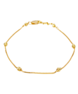 22ct Yellow Gold Six Beaded Diamond Cut Box Chain Bracelet 7 Inches - $485.32