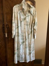 Vintage 1970s Op Art Mod Stretch Shirt Dress button Down Abstract trees unusual - £68.32 GBP