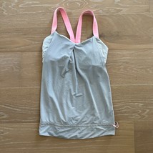 Lululemon Rest Less Tank Heathered Light Grey Wee Stripe  - $831.77 MXN
