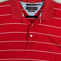 Tommy Hilfiger Polo Shirt Mens Large Red Striped Pima Cotton Golf Casual... - $8.56