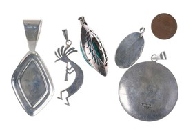 Lot Southwestern/Native American Sterling and turquoise pendants - £130.57 GBP