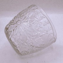 Clear Etched Glass Vase With Floral &amp; Holly Design KIG Indonesia - $6.93