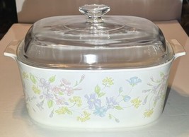 Corning Ware 5 Liter Large Pastel Bouquet Floral Casserole Dish A-5-B W/Lid - £45.10 GBP