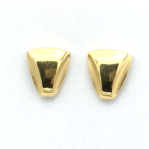 MONET vintage triangular stud earrings - gold-tone textured signed pierced 5/8&quot; - £15.62 GBP