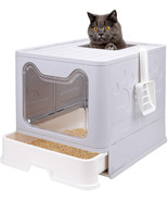 Top Exit Cat Litter Box With Tray Foldable Large Kitty Litter Boxes Toil... - £68.01 GBP