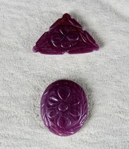 Natural Untreated Ruby Carved 2 Pcs 43.70 Cts Loose Gemstone Designing Pendant - £556.94 GBP