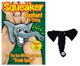 Men&#39;s Novelty Funny Gift Squeaker Elephant Black G-String Thong Underwear - £19.10 GBP