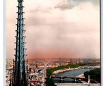 RPPC Panorama vu du haut de Notre-Dame Paris France Postcard Y6 - £3.83 GBP