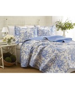 King size 100-Percent Cotton Quilt Bedspread Set with Blue White Floral ... - $4,572.16 MXN