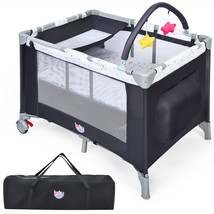Costway Portable Baby Playard Playpen Nursery Center w/ Mattress - $123.99
