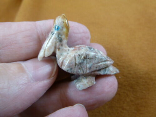 y-bir-pe-34 gray white Pelican carving FIGURINE gem SOAPSTONE PERU love ... - $8.59