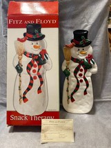 FITZ AND FLOYD Snack Therapy Snowman Server Tray Dish Plate Platter Holiday - £13.19 GBP