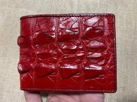 Genuine Red Alligator Crocodile Skin Bifold Leather Men Wallets 063 - $41.99