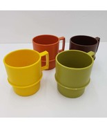 Tupperware Stackable Mugs Cups Set of 4 Harvest Colors 1312  Made U.S.A.... - £22.02 GBP