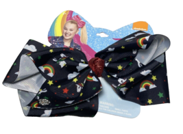 Jojo Siwa Bow Black With Unicorns And Rainbows New With Tags - $8.90