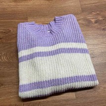American Eagle Purple Cream Super Soft Pullover Sweater Womens Size Smal... - £18.99 GBP