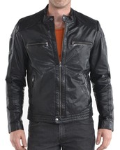 Jacket Leather Biker Motorcycle Mens Coat Vintage Bomber Lambskin Slim B... - £40.16 GBP+