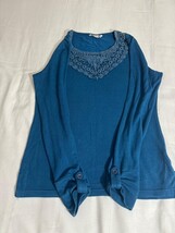 Beta's Choice Women's Turquoise Long Sleeve Shirt Top Measured Chest 34" image 8