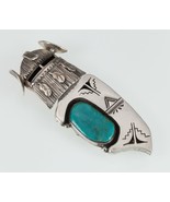 Nelson Morton Navajo KACHINA Sterling &amp; Turquoise pendant/Pin 70 mm Long - $1,073.06 CAD