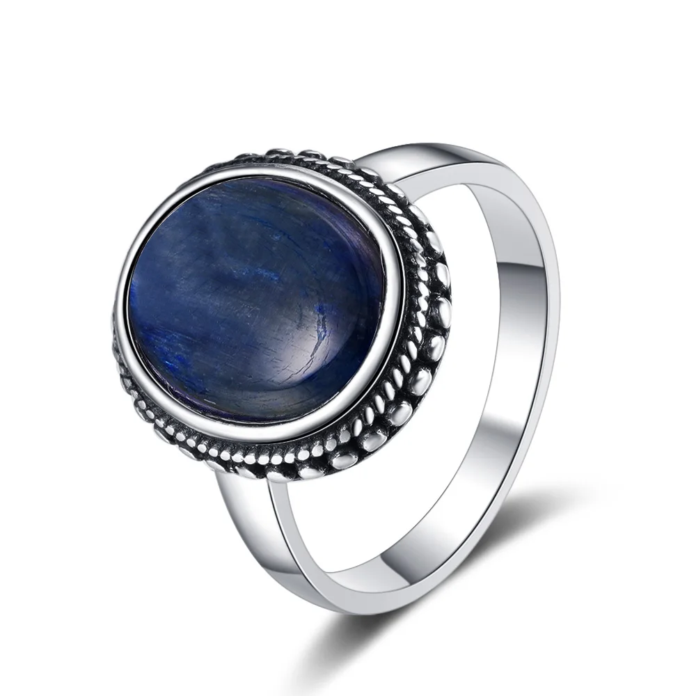 925 Sterling Silver Natural Kyanite Ring Simple Style Fine Jewelry Anniversary E - £11.19 GBP