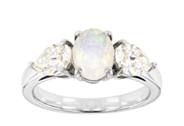 Multi Color Opal Rhodium Sterling Silver Ring Size 8 9 - £241.10 GBP