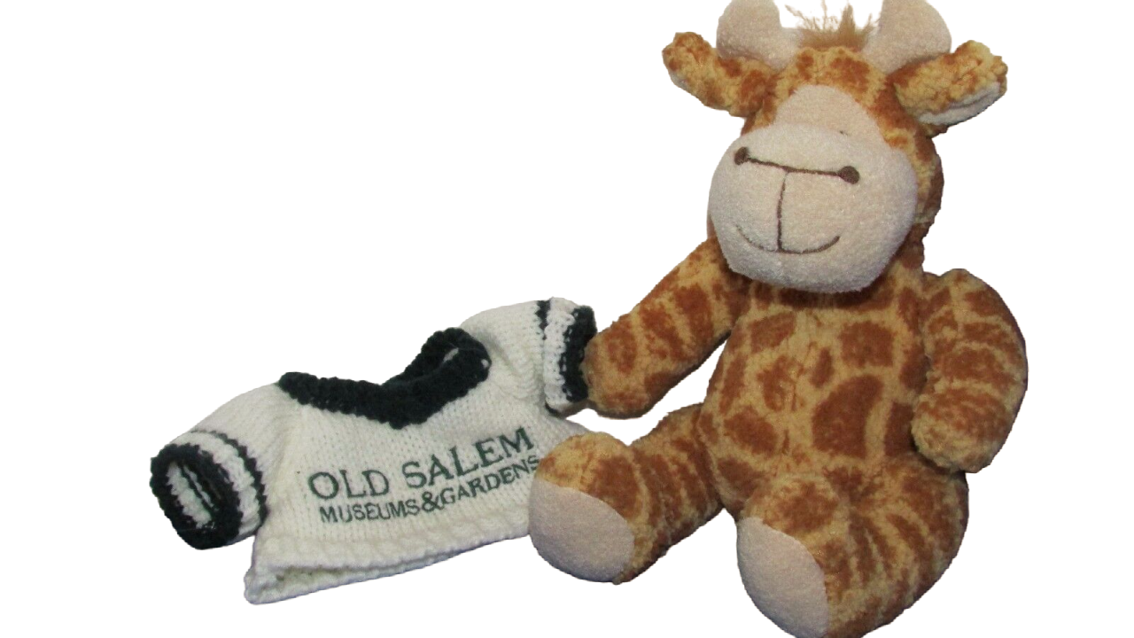 Primary image for Fiesta Plush textured nubby soft giraffe 8" a16093 w/ old Salem museum sweater