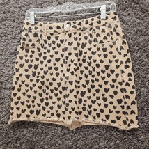 The Nines Cheetah Print Denim Mini Skirt Women Medium Brown Black Spotted - £10.08 GBP