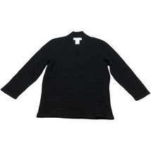 White House Black Market V neck Women&#39;s Black 3/4 Sleeve Thick Sweater Shirt M - £18.46 GBP
