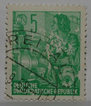 Vintage Stamps German Germany 5 Pfg Pfennig Five Year Plan Stamp X1 B14 - £1.37 GBP