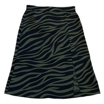 Ann Taylor Factory Green Black Zebra Print A-Line Skirt Lined Side Slit ... - $24.99