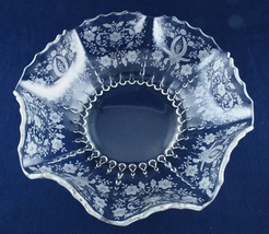 Viking Glass Co Prelude Etched Crimped Ruffled 12.5&quot; Elegant Glass Bowl - $38.36 CAD